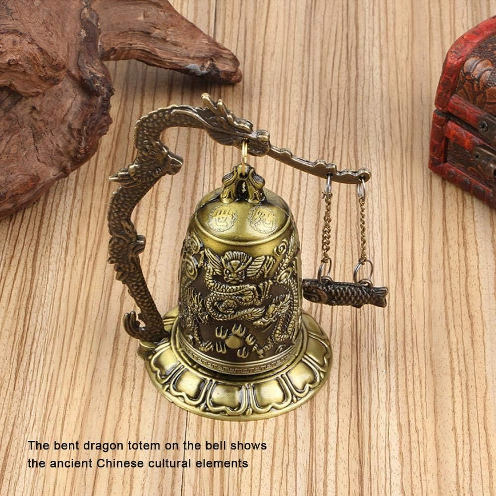 Carved Bronze Dragon Lock,Vintage Small Carved Bronze Dragon Lock Bell Arts & Crafts Collectibles Ornaments Desk Decor