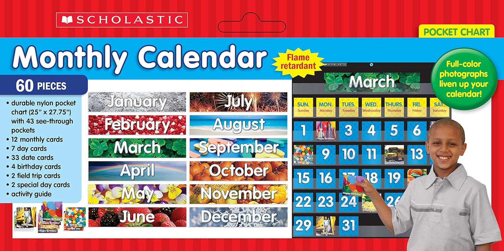 Scholastic SC583866 Monthly Calendar- Black Pocket Chart - Blue image number 2