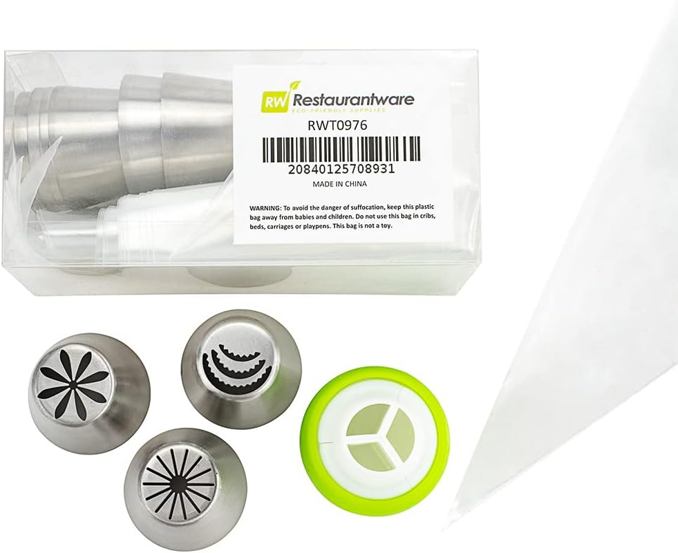 Pastry Tek Stainless Steel Russian Piping Tip Set - 20-Piece - 1 Count Box - Restaurantware image number 2
