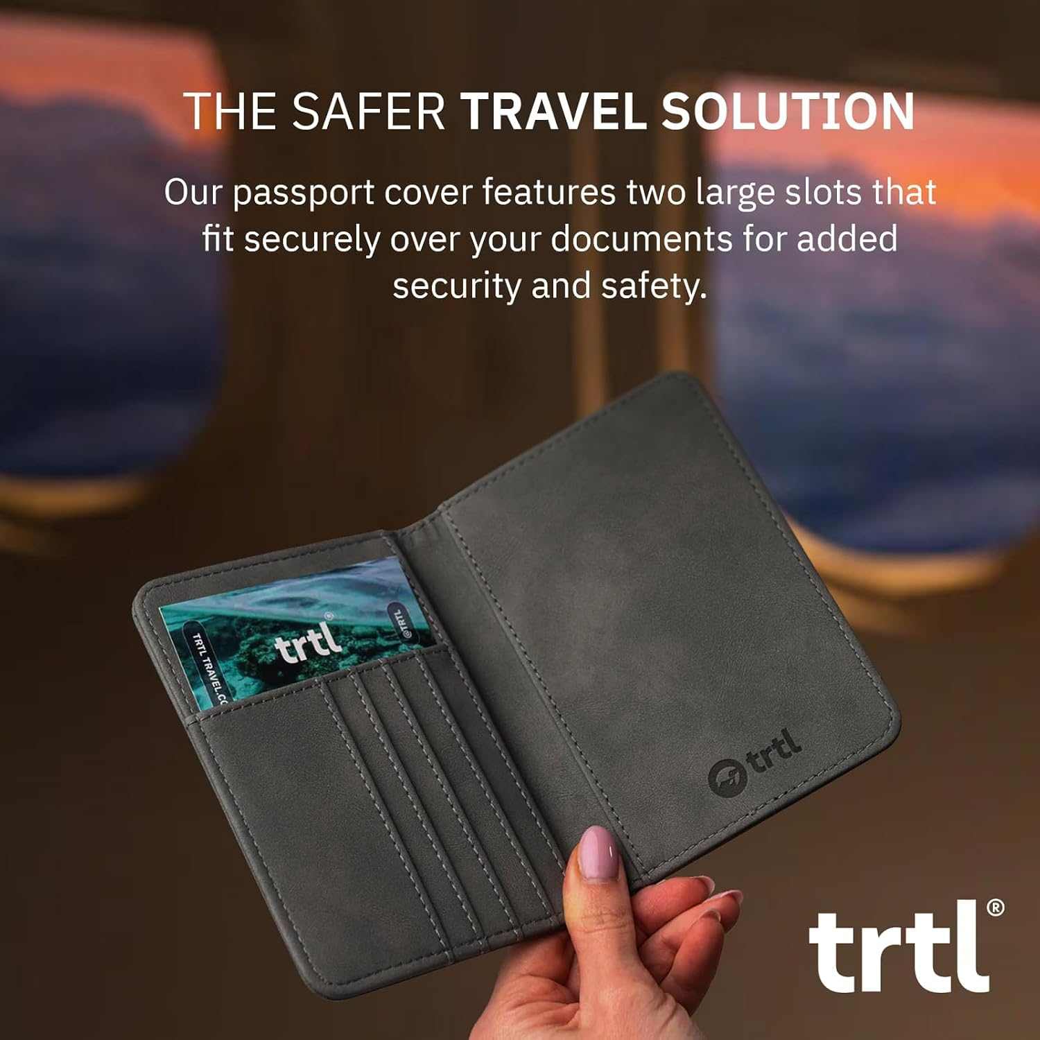 Trtl Passport Cover - Document Organizer for Passport, Credit Cards, and Tickets - Made with Durable, Water-Resistant, Vegan Leather image number 5