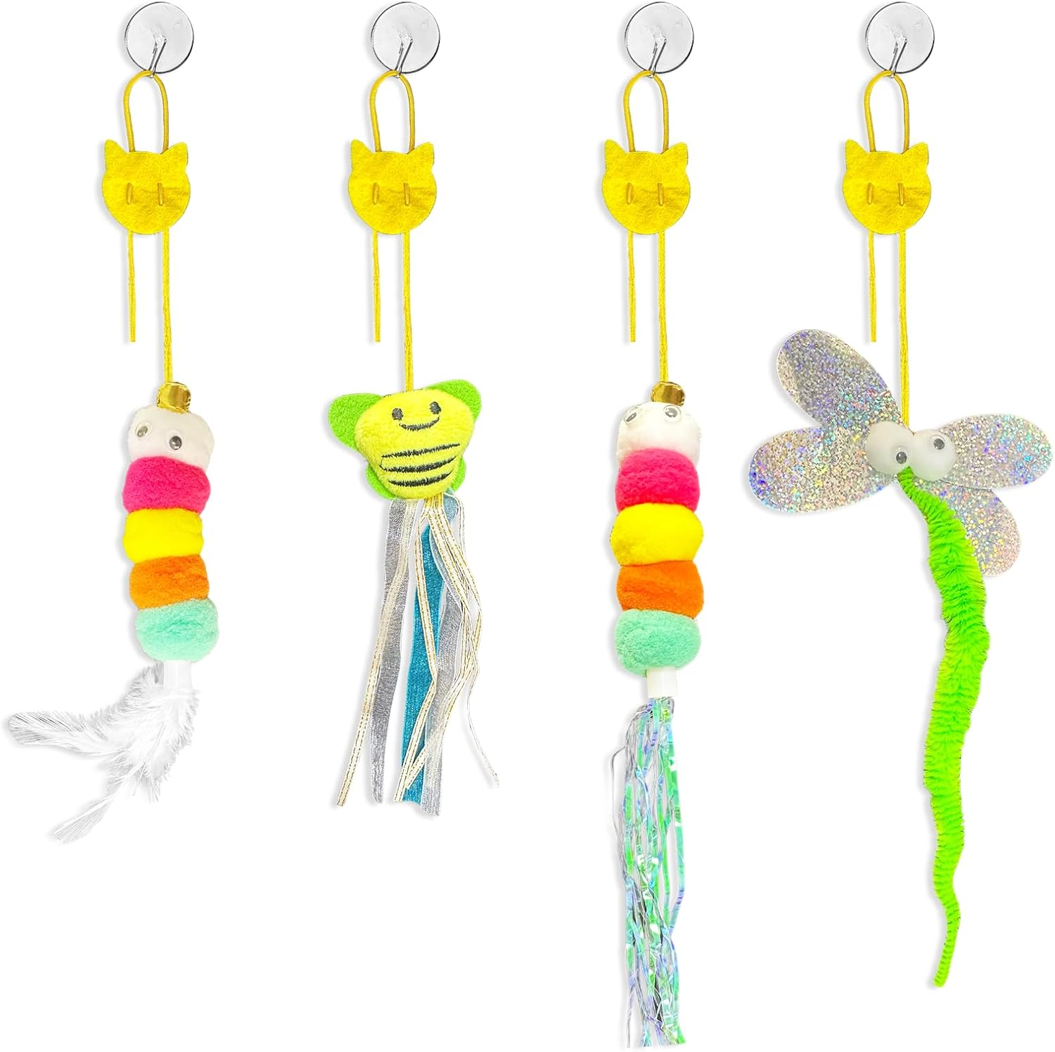 TEAONE Retractable Cat Toys, 4 PCS Hanging Cat Toy for Kittens and Puppies (4 Styles) image number 1