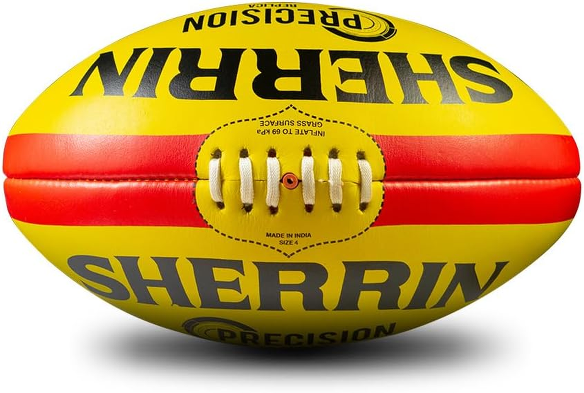 Sherrin Precision Leather Replica Football, Yellow, Size 4 image number 4