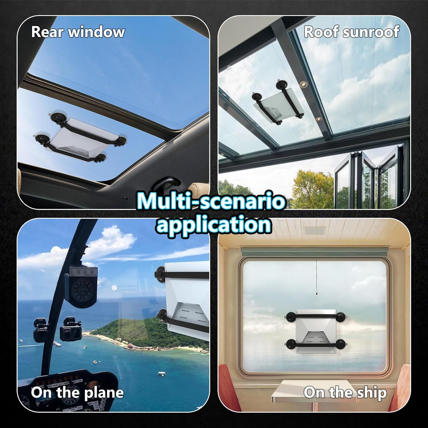 Car Mount for Starlink Mini &ndash; Suction Cup Accessories Kit for Sunroofs,Car Windows & Roof Installation, Secure Holder for Rvs, Boats & Road Trips with Stable Signal (Black) - Blue image number 6