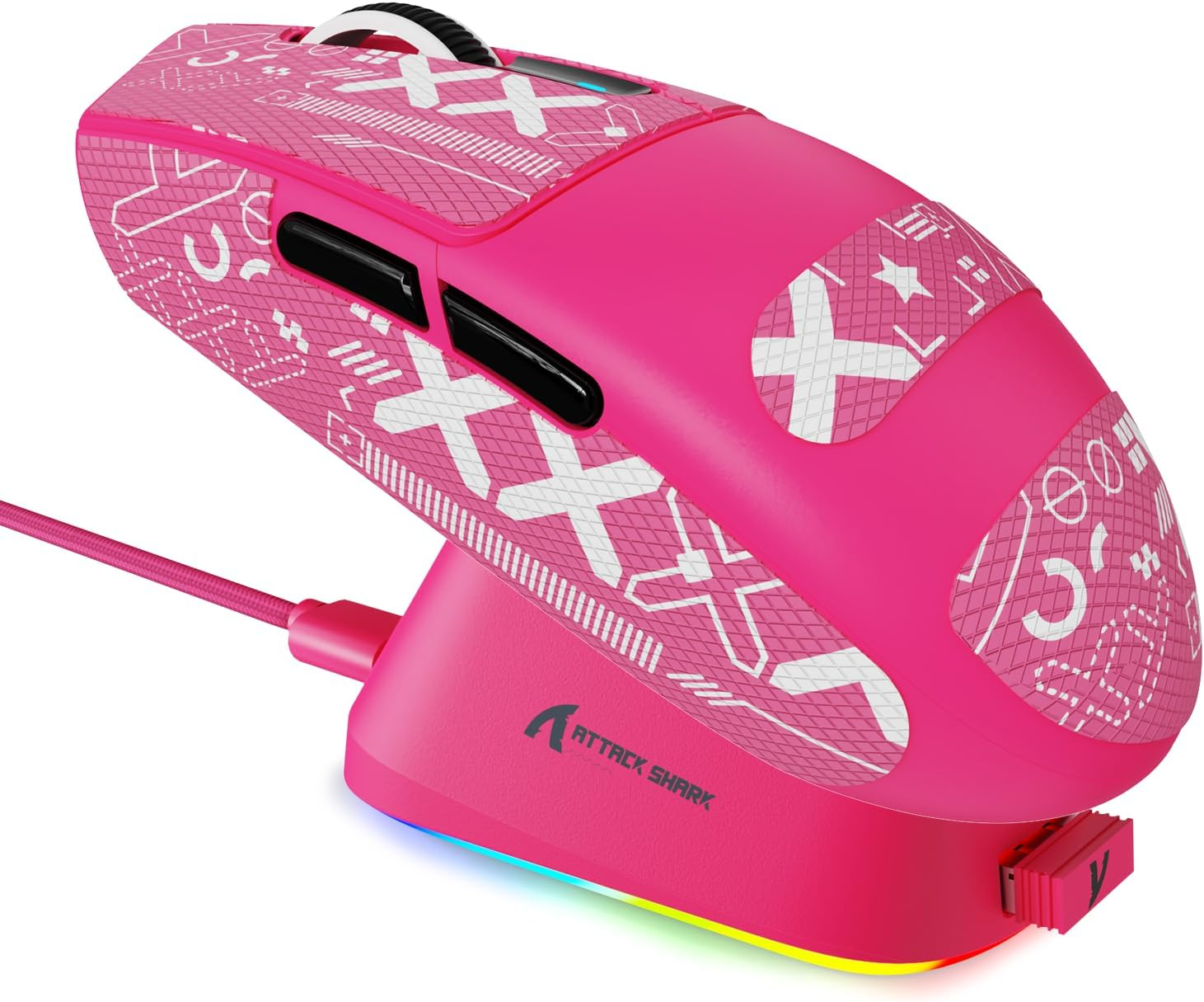 ATTACK SHARK G3PRO Wireless Gaming Mouse with RGB Charging Dock,2.4G/Usb-C Wired/Bt PAW3311 Optical Sensor 1K Polling Rate Adjustable 25K Dpi,500Mah Battery Ultra Lightweight 59G Mice (White)