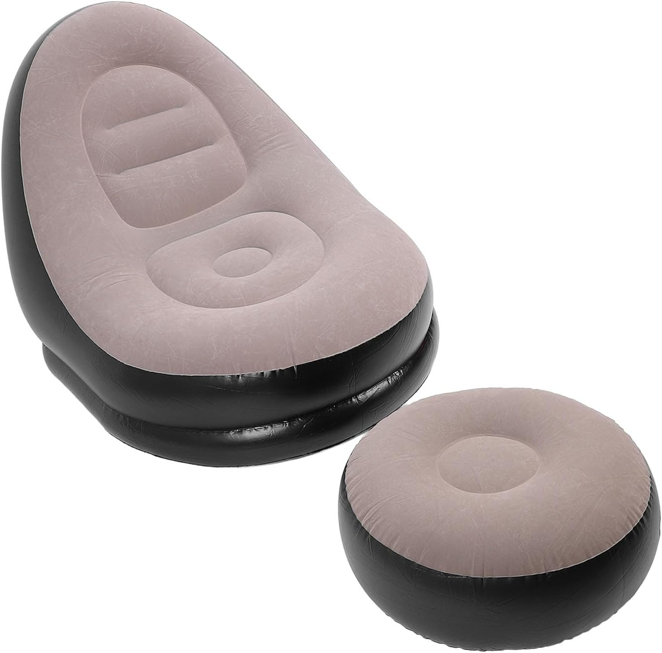 Inflatable Sofa Chair, Stylish Soft Blow up Lounger with Footstool, Ergonomic Design for Living Room, Outdoor Travel, Camping (Dark Blue)