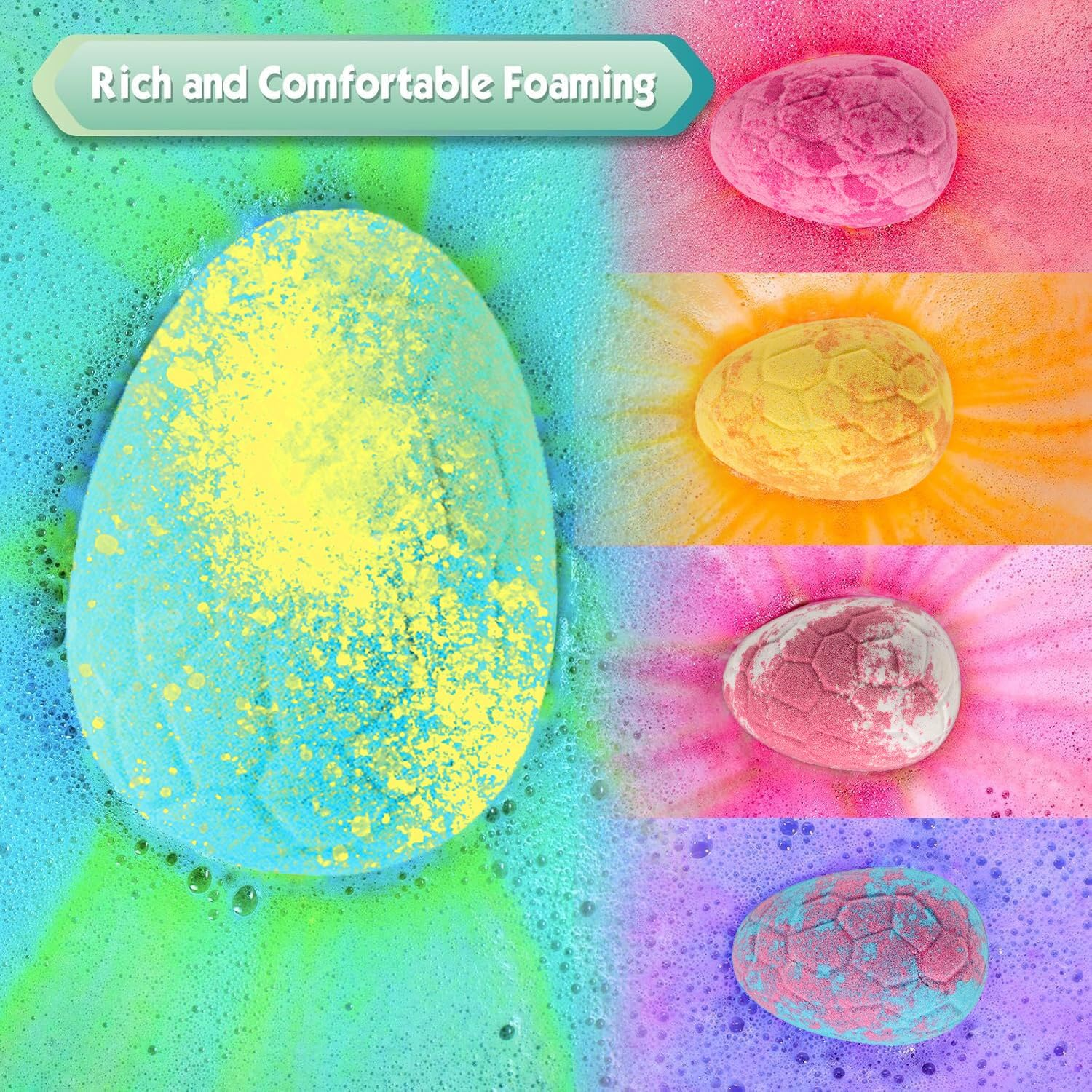 Bath Bombs with Surprise Toy Inside, 6 Pack Dino Egg Organic Bath Bomb with Dinosaur Toys, Bubble Bath Bombs Ball Kit for Birthday Toy Gifts (Pink Box) image number 3