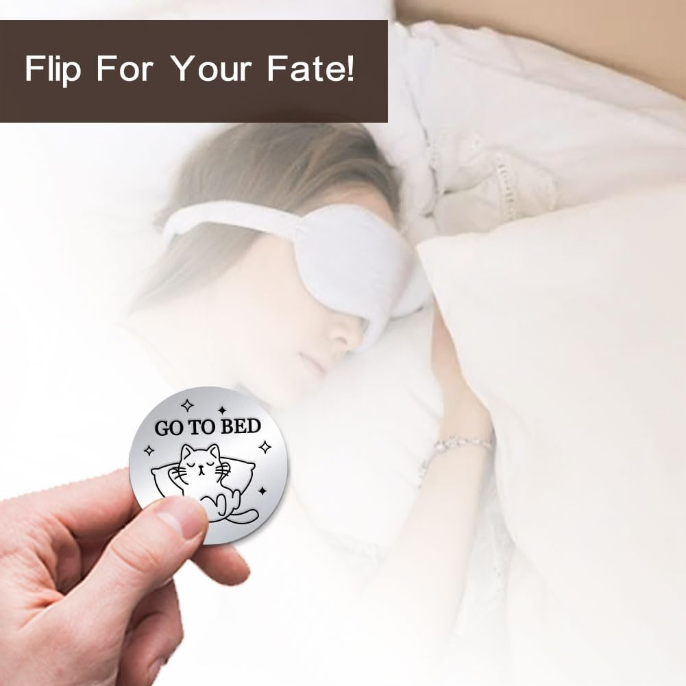 PH Pandahall 2Pcs Funny Destiny Flip Coins GO to Bed Decision Coin One More Chapter Challenge Coin Double-Sided Decision Coin Flip Coin for Game Book Lover Reader Teenager Men Women Birthday