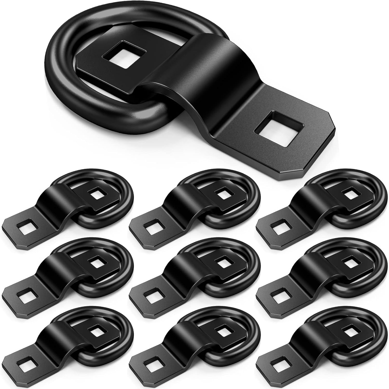10 PCS 3/8" Heavy Duty D Rings Tie down Anchors for Trailer Truck Cargo D-Rings Durable Black Tie Downs Ring 6000 Pound Breaking Strength