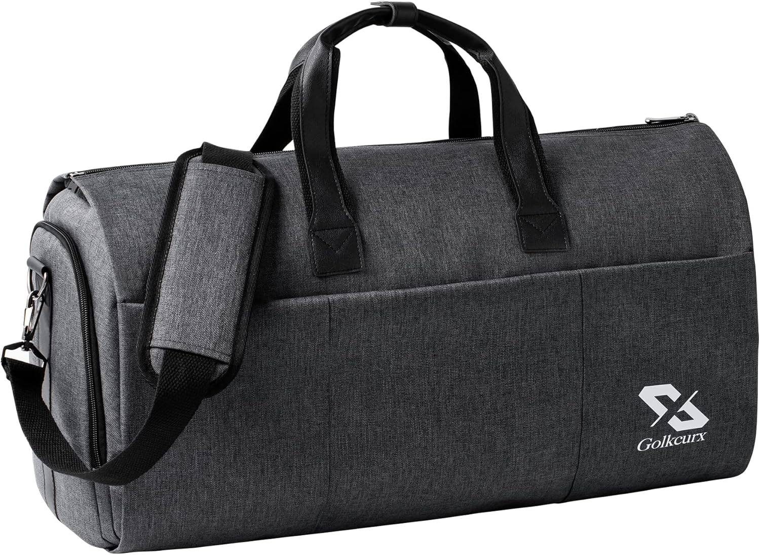Golkcurx Convertible Garment Bag for Travel,Carry on Garment Duffle Bag with Shoe Compartment, Detachable Shoulder Strap - 2 in 1 ， for Men Women, Black, 21.3 X 13 X 11 Inches