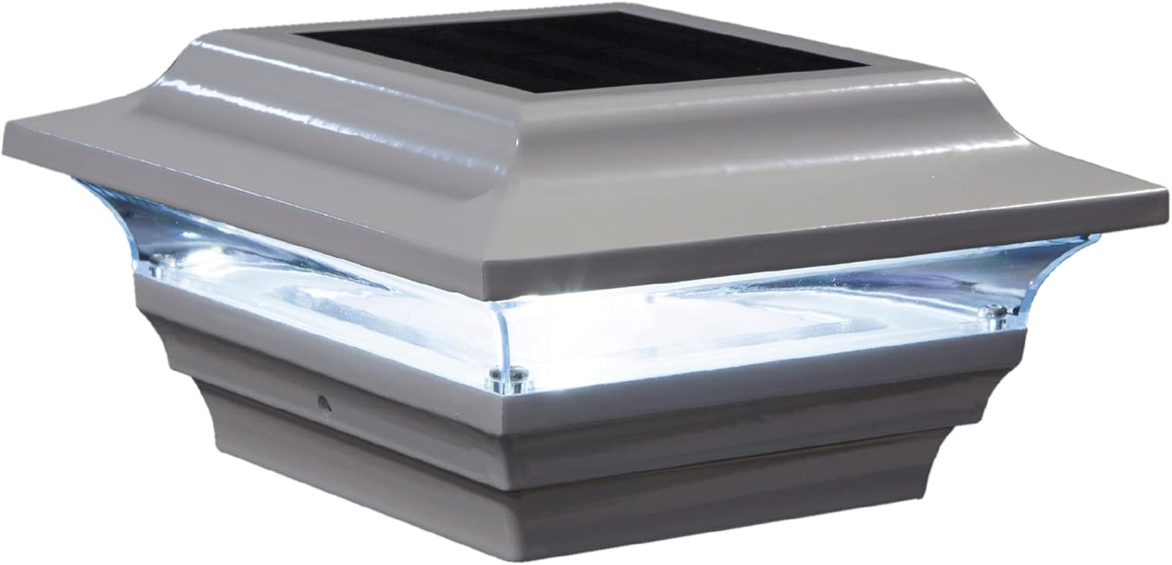 Classy Caps SL211W 4X4 Imperial Solar Post Cap - 2 Pack, White &ndash; High-Performance LED Lights, Durable Cast Aluminum, Warm and Cool Light Modes, Fits 4"X4" or 3.5"X3.5" Posts, Ideal for Decks, Fences