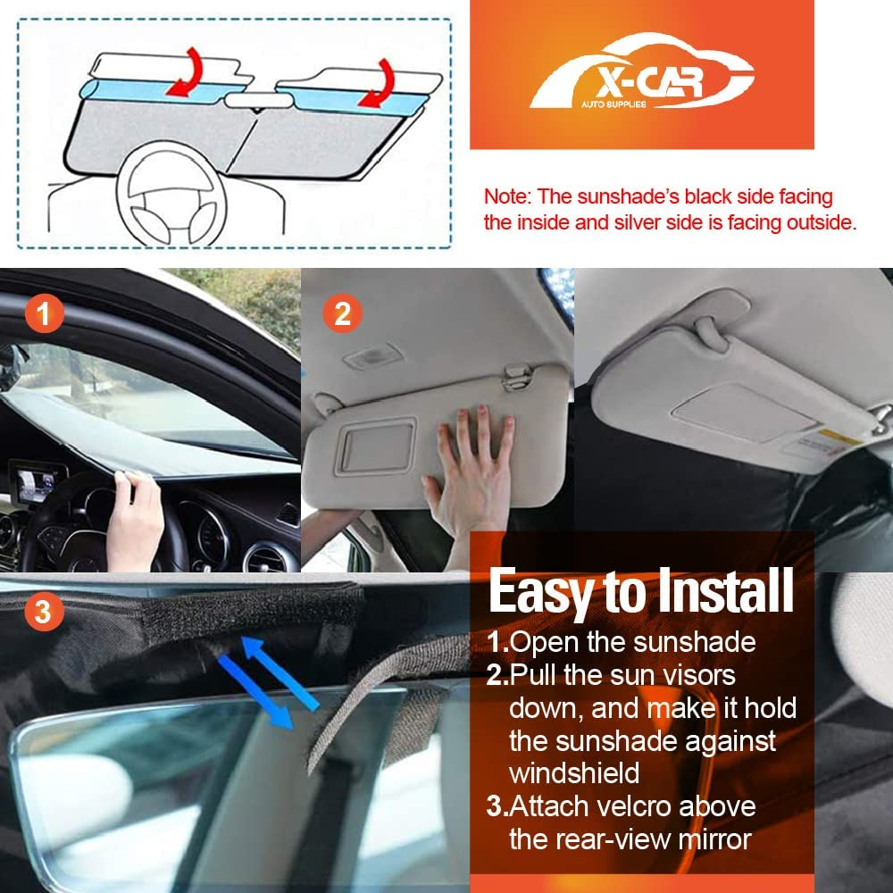 X-CAR Windshield Sun Shade Compatible with Toyota Hilux 2015-2025 Visor Protector Car Sun Shade image number 1