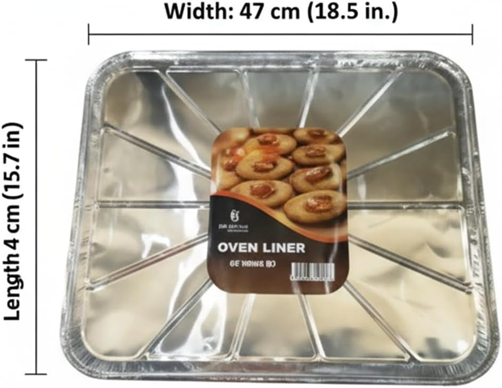 LEDON 40 X 47Cm Oven Liner Foil Tray Non-Stick | Heavy Duty Aluminium Oven Protector for Baking, Roasting, Grilling & Spill Control (1) image number 2
