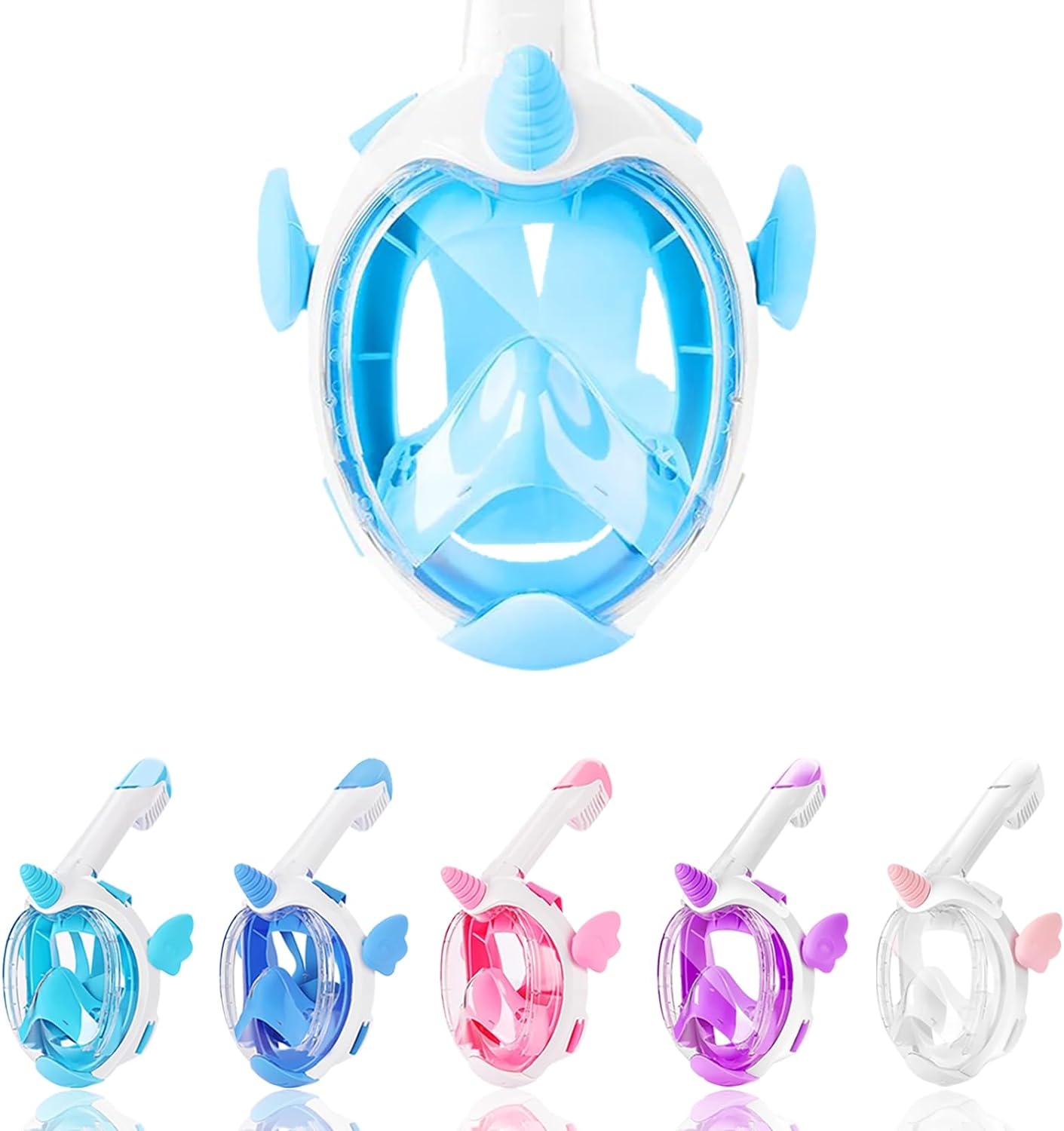 Aouloves Kids Snorkel Mask Full Face,Snorkeling Gear for Kids 4-16 with Camera Mount, 180 Degree Panoramic View Snorkeling Set Anti-Fog Anti-Leak