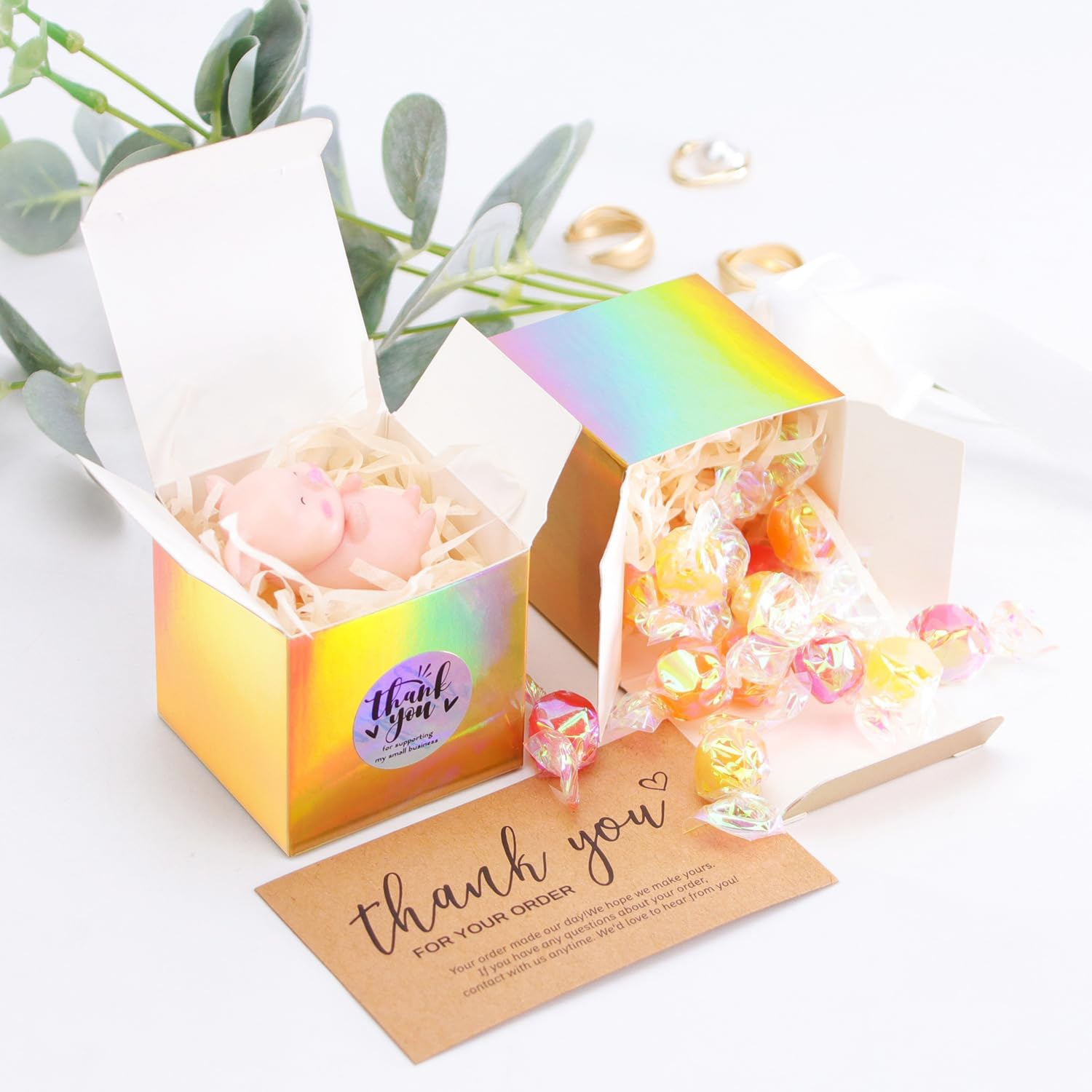 24PCS Small Square Gift Boxes,5 X 5 X 5 Cm Candy Treat Box Cardboard Box with Lid,Gold Foil Party Favor Gift Boxes for Parties, Birthdays, Weddings and Holidays Valentine'S Day image number 5