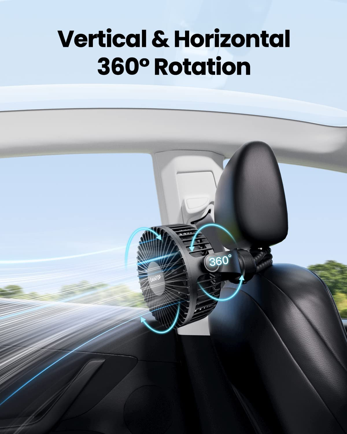 Gaiatop Mini Portable Stroller Fan, Battery Operated Small Clip on Fan, Detachable 3 Speed Rechargeable 360&deg; Rotate Flexible Tripod Cooling Fan for Car Seat Crib Treadmill Travel Black - Blue image number 4