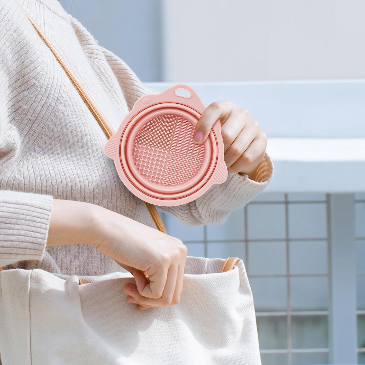 2 Pack Foldable Paint Brush Cleaner Washer, Cleaning Rinse Cup for Acrylic, Watercolor, Oil, Gouache Painting, Cleaner for Powder Puffs, and Sponges (Pink) image number 3