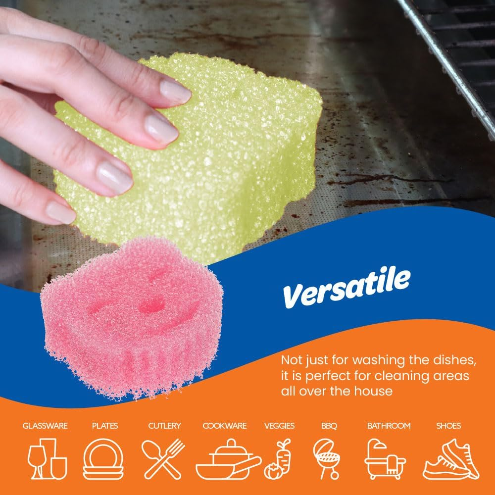 White Magic Scrubtastic Scrub & Wipe Sponge Original 2 Pack &ndash; 100% German Material, Tough in Cold Gentle in Warm, Ergonomic Bear Shape, Scratch-Free, Odour Resistant, Safe for All Surfaces image number 4