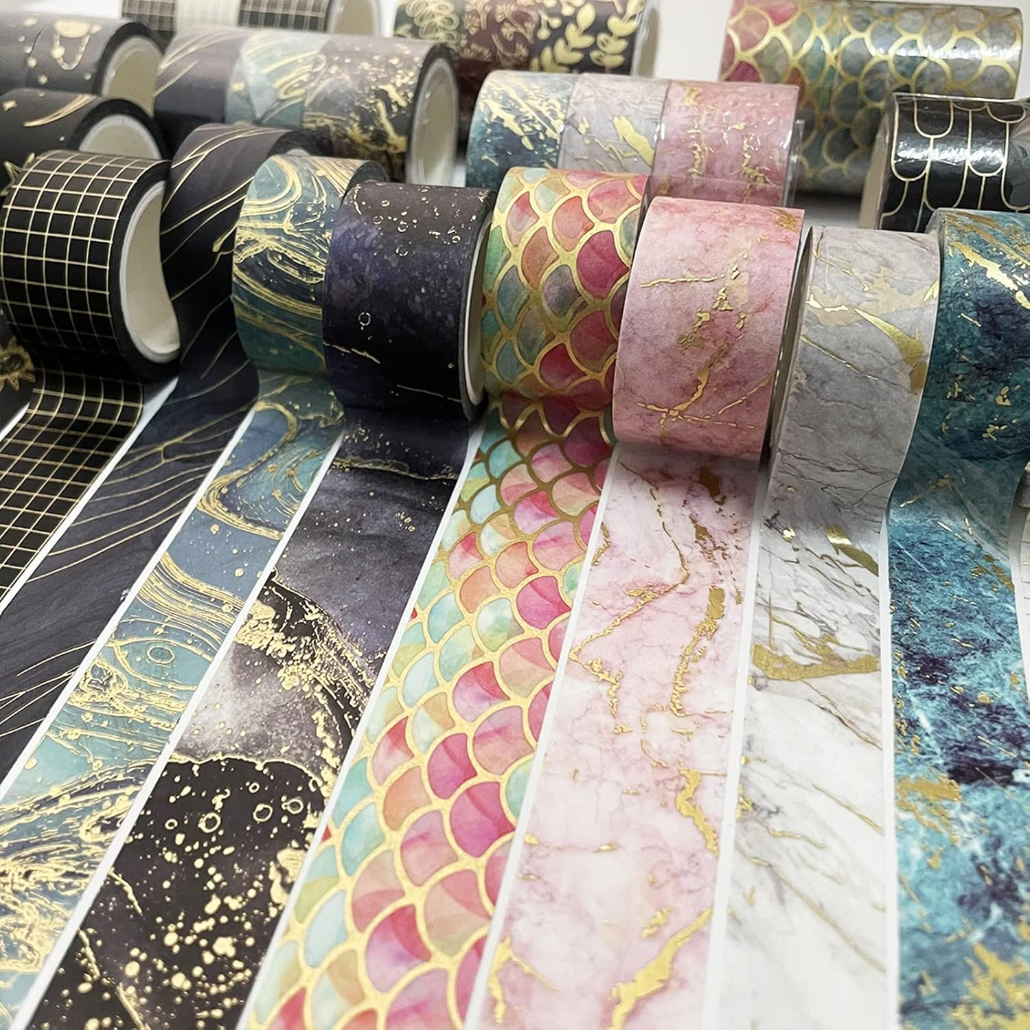 YUBBAEX Gold Veins Washi Tape Gorgeous Foil Masking Tape Set Decorative for Arts, DIY Crafts, Journal Supplies, Planners, Scrapbook, Card/Gift Wrapping (Gilding Flows) image number 4