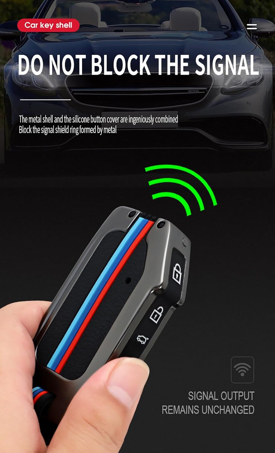 HIBEYO for KIA Telluride Key Case Holder 4 Button Alloy Key Fob Cover for KIA Telluride Seltos Soul Forte GT EX Sportage Sorento Cerato NIRO Push Key Smart Key Cover Accessories -B Type Black - A Type Silver image number 3