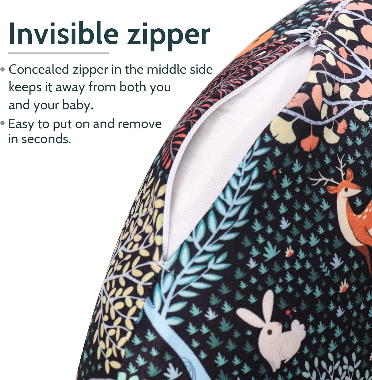 Baby Nursing Pillow Cover, Woodland Breastfeeding Pillow Slipcover Girls Boys, Nursing Pillow Case for Newborn, Soft Fabric Fits Snug on Infant, Washable and Breathable, Animals