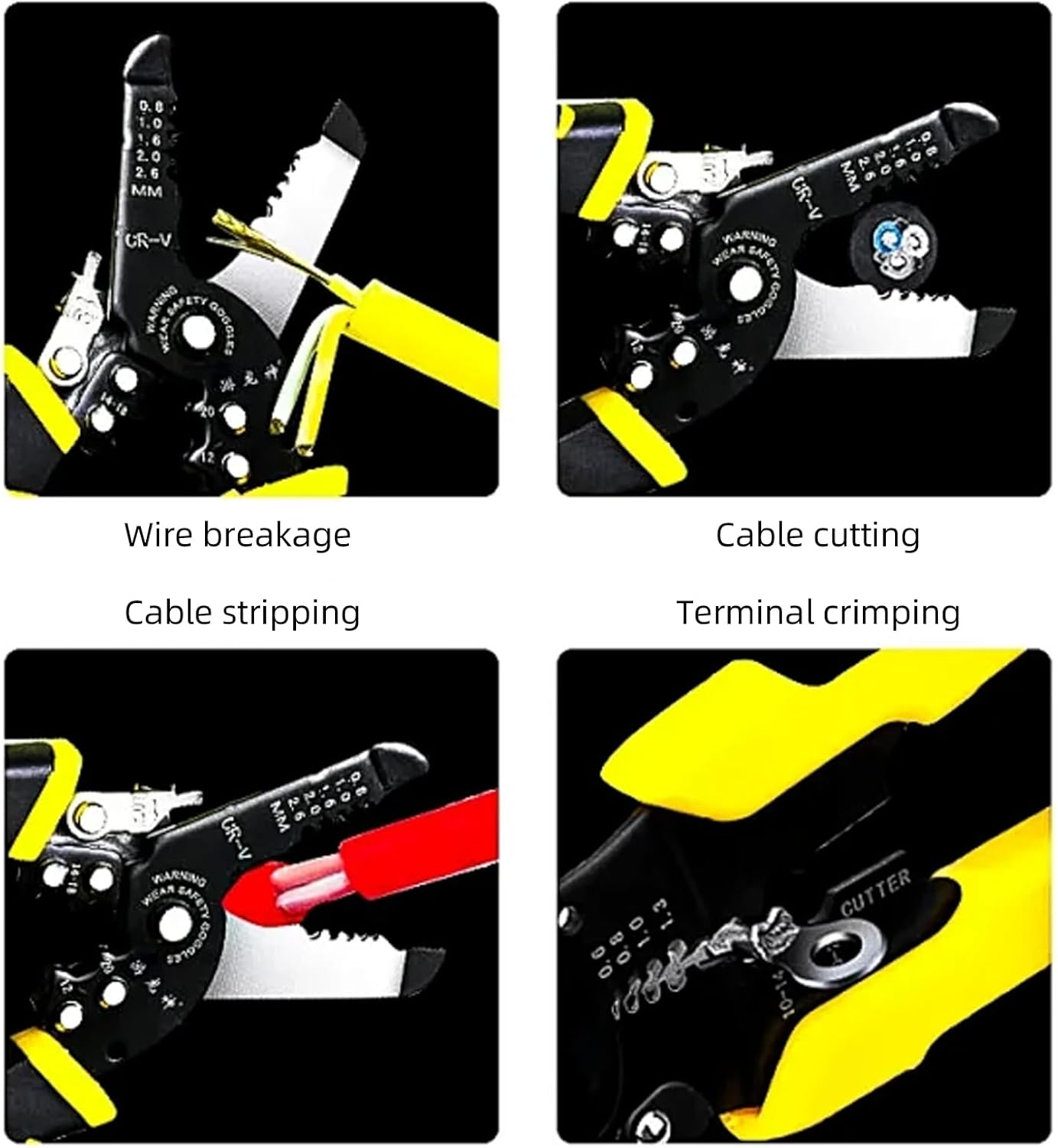 7-In-1 Wire Stripper Tool, 18Cm Length, 140G, Black and Yellow, Multi-Functional Cable Cutter image number 3