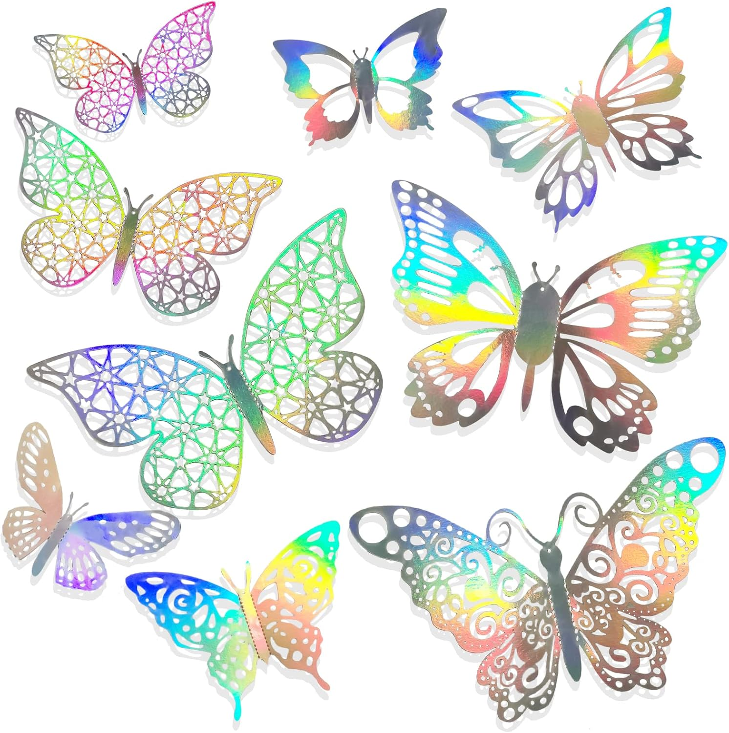 3D Hollow Butterfly Wall Sticker, 36Pcs Laser Silver Butterfly Wall Decoration Wall Sticker for Bedroom Wall Decal, Party Decoration, Boys and Girls image number 6