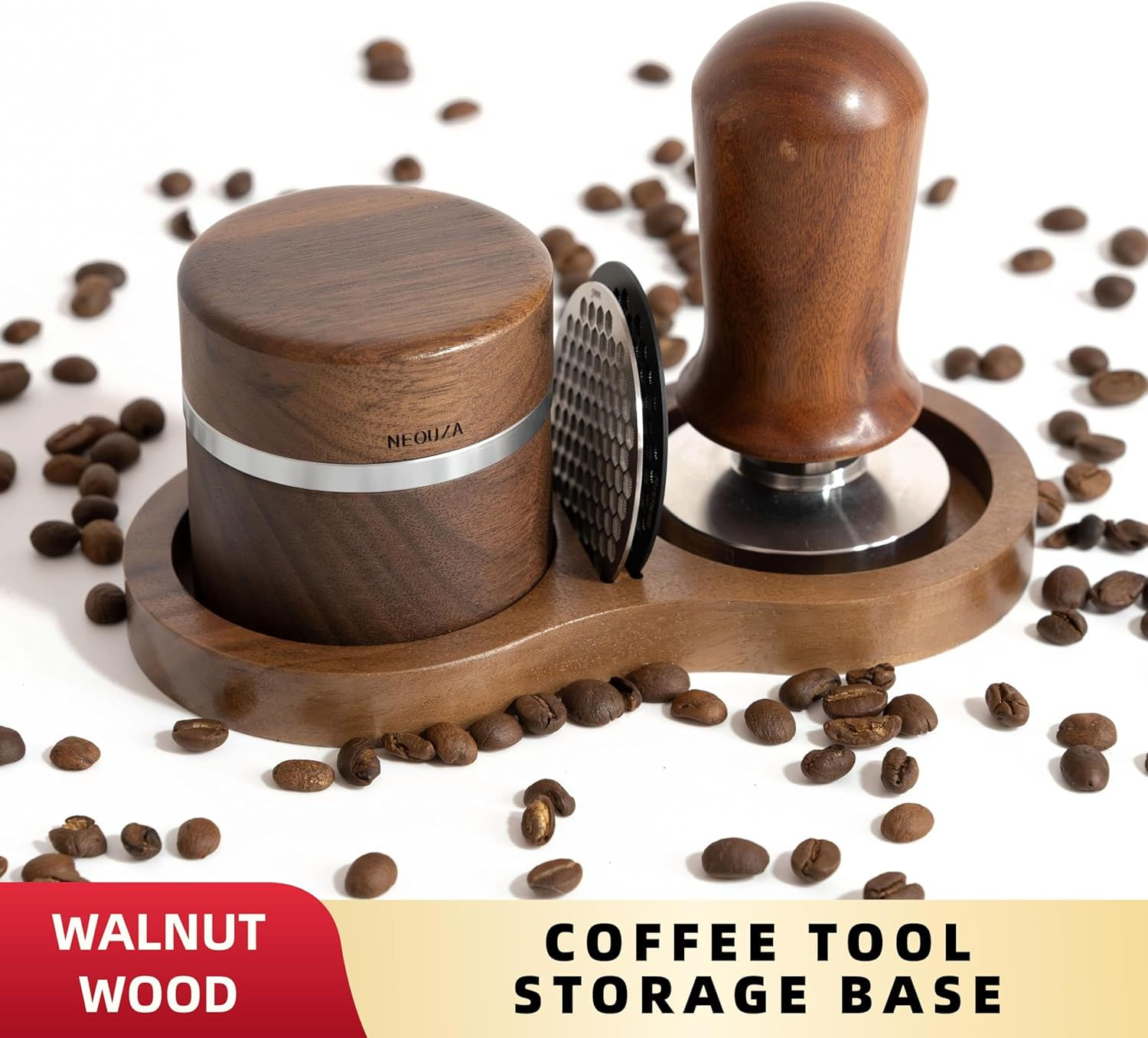 NEOUZA Coffee Tamper Stand Holder for Tamper, Distribution Tool, Puck Screen, Walnut Wood,51Mm 53Mm 58Mm Universal image number 6