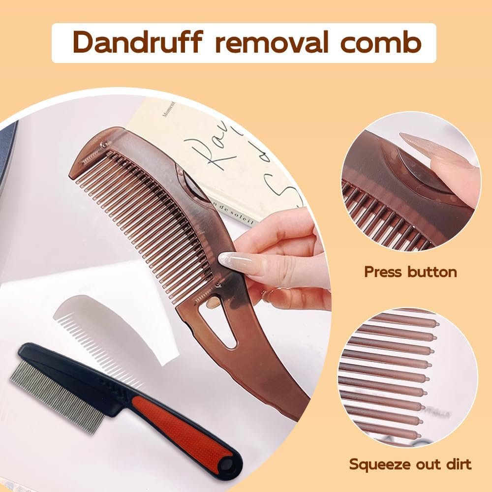 2Pcs Dandruff Comb,Stainless Steel Fine Tooth Comb, Energy Massage Comb, for Women and Men Scalp Massage、Refreshing and Dandruff、Dirt Removal, Dandruff Removal Comb image number 2