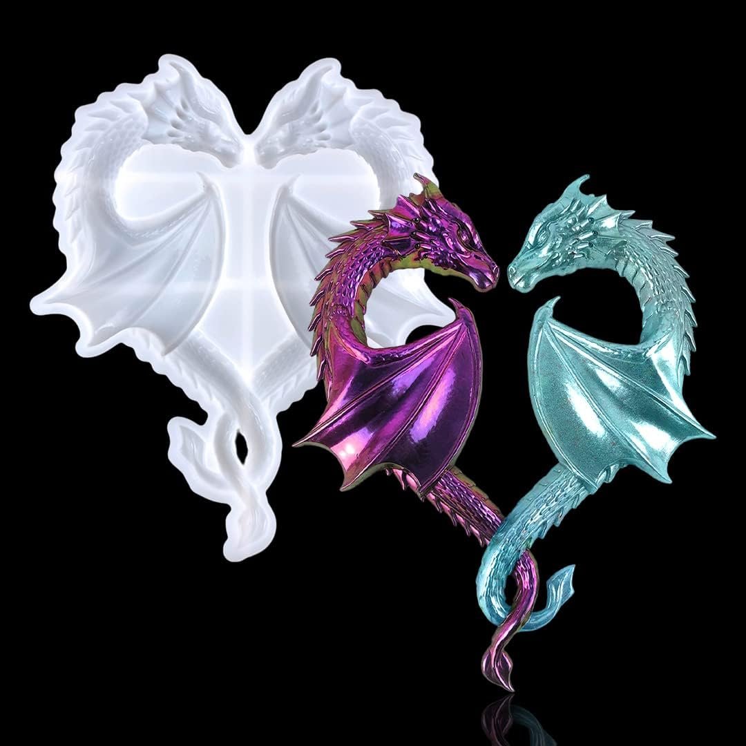 Zayookey Couple Dragon Silicone Molds, Large Animal Resin Mold, 3D Double Dragon Epoxy Resin Silicone Mold DIY Craft Resin Casting Mould for Wall Hanging Home Office Art D&eacute;cor