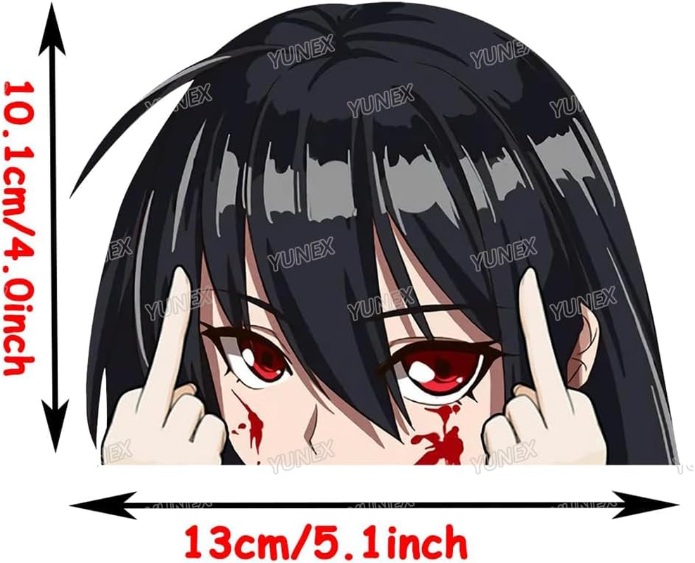 YUNEX 5.1 Inch Anime Akame Car Decals Peeking Creative Vinyl Stickers for Bumper Window Laptop Motorcycle Luggage Waterproof image number 3