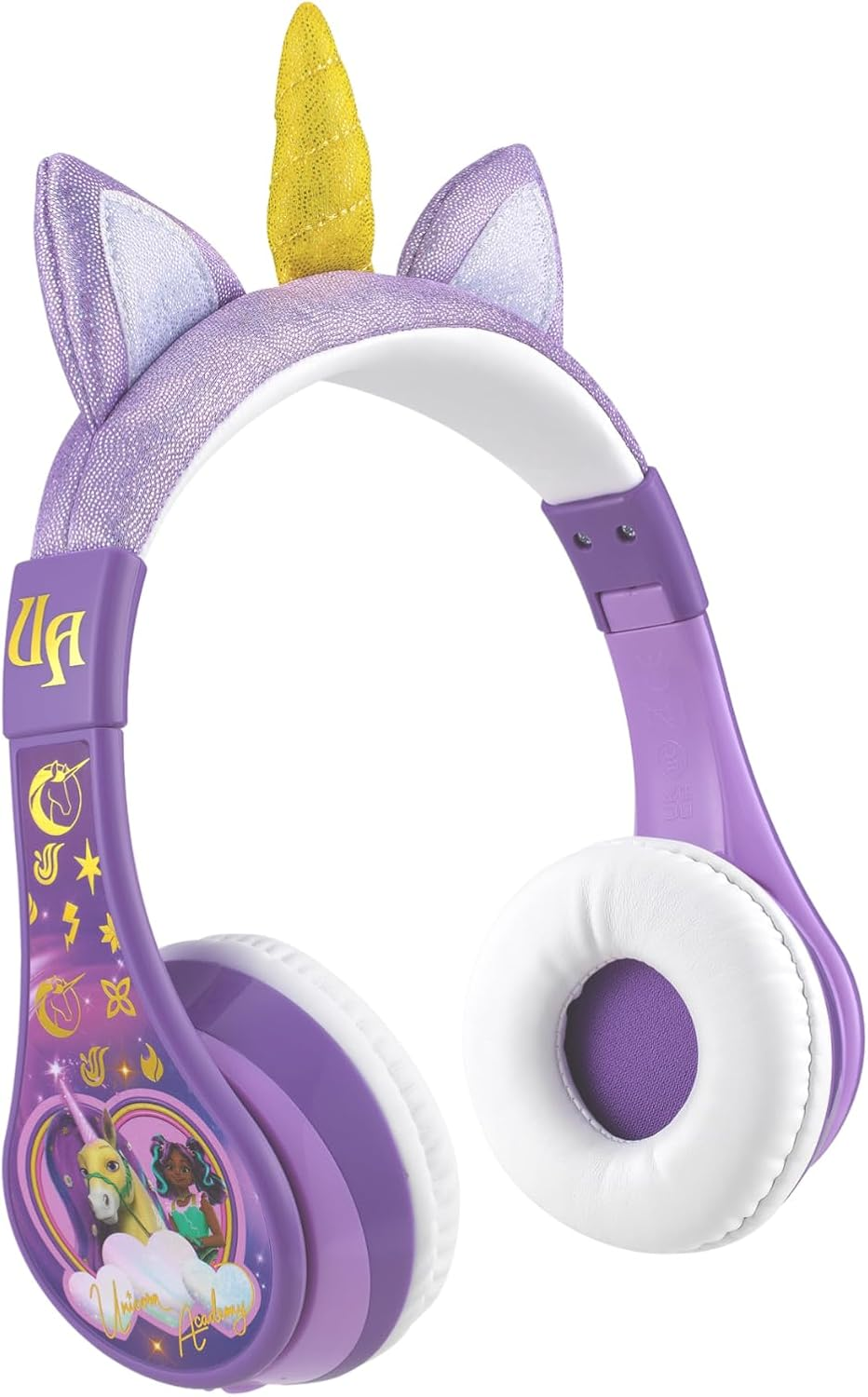 Ekids Unicorn Academy Bluetooth Headphones, Wireless Headphones with Microphone Includes Aux Cord, Volume Reduced Kids Foldable Headphones for School, Home, or Travel image number 5