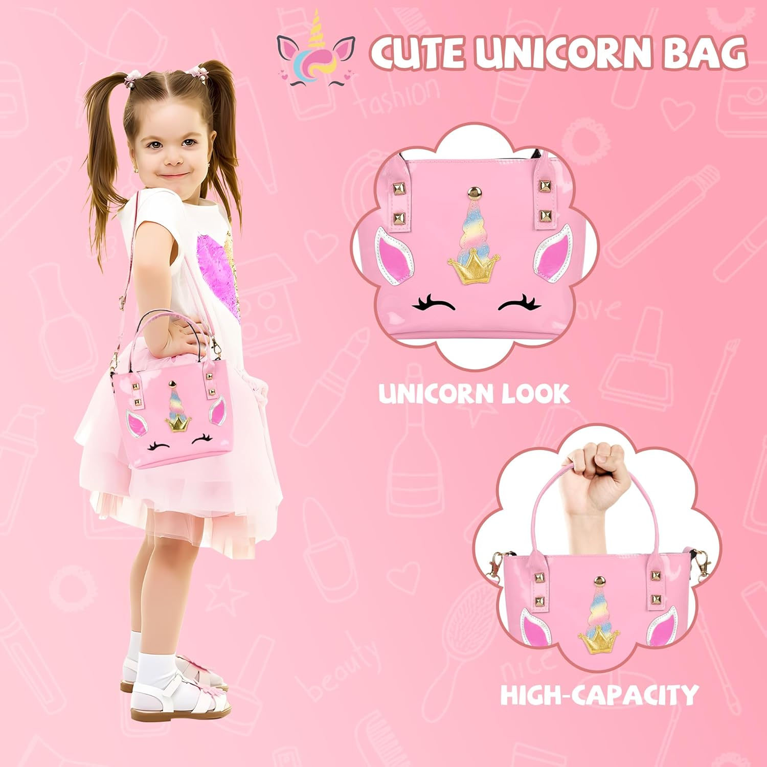 Kinderlolo Makeup Kit for Kids, Washable Cosmetic Set as Princess Birthday Gift Toy with Bag, Children Cosmetic Beauty Set for Girls Age 4 5 6 7 8 9 10 Year Old image number 4