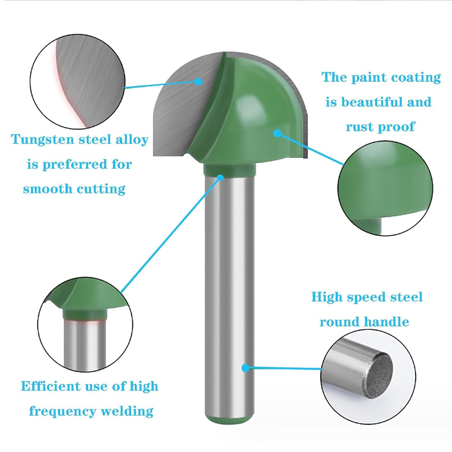 YUENTOEN 5 Pieces Trim Bits round Nose Cove Box Router Bit, Woodworking Milling Cutter Tool Kit for Home Improvement and DIY image number 4