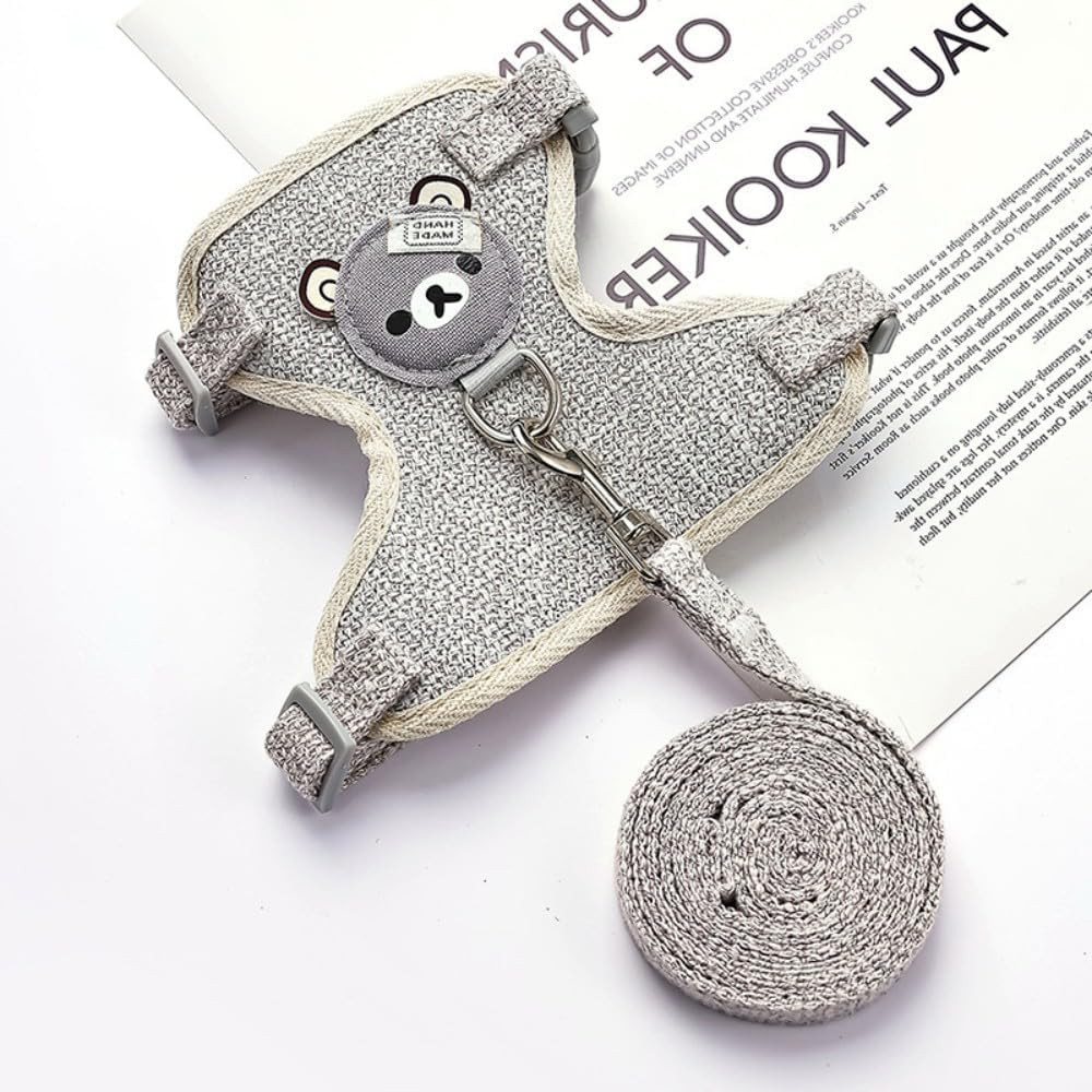 Norhogo Rabbit Harness, Adjustable Rabbit Lead, Rabbit Harness Accessories for Rabbits, Cats, Small Animals, 27-35 Cm, 1.20 M (S, Grey) image number 4