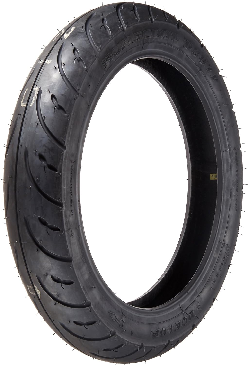 DUNLOP RUNSCOOT D307 Motorcycle Tire Scooter, Front and Rear Wheels, 90/100-10, 53J, Tubeless Type (TL) 305515 for Motorcycles