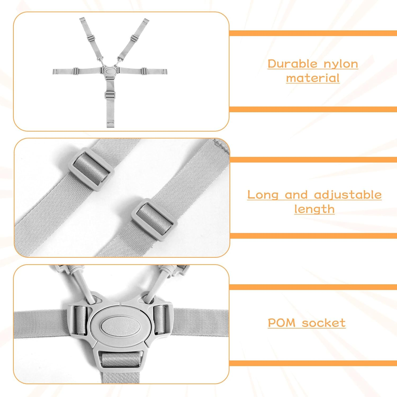 High Chair Straps, Children'S Straps, Baby Portable Chair Belt, Replacement Harness Straps for Most 5 Point High Chairs, Safety Harness Convertible Straps for High Chair Belt image number 1