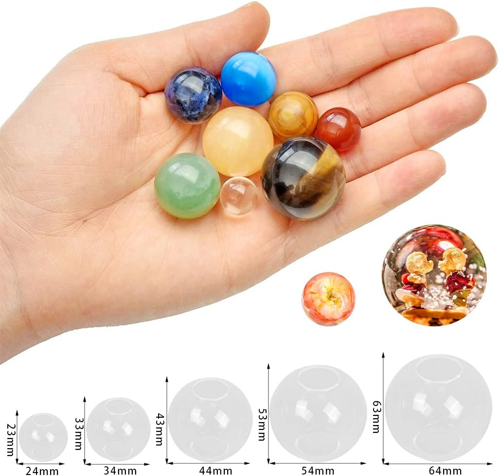 Isuperb 5Pcs Resin Ball Set Silicone Model round Resin Casting Model Sphere Model for Resin Epoxy 3D Crystal Resin Kits DIY Jewelry Craft, Resin Crafts, Handmade Crystal Pendants image number 5