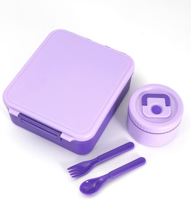 Rwaby Kids Lunch Box - Insulated Bento Box with Stainless Steel Thermos & Leak-Proof Containers for School, Travel, and Outdoor | 300Ml Food Jar & Square Container for Toddlers and Children (Purple) image number 3