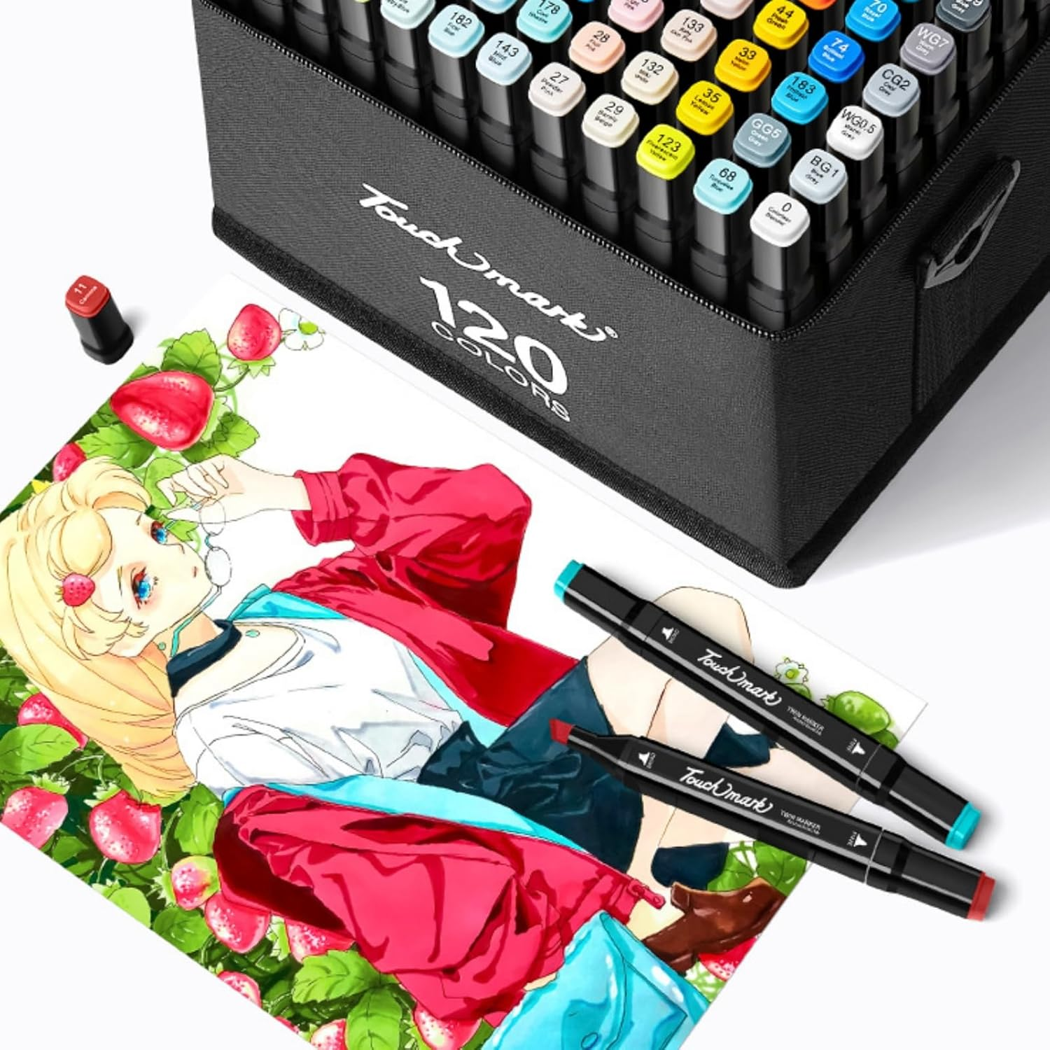 120 Colors Dual Tips Alcohol Markers, Art Markers Pens with Pen Holder, Permanent Sketch Markers Set for Kids Adults Coloring,Painting, Sketching, Illustrations (120) image number 2