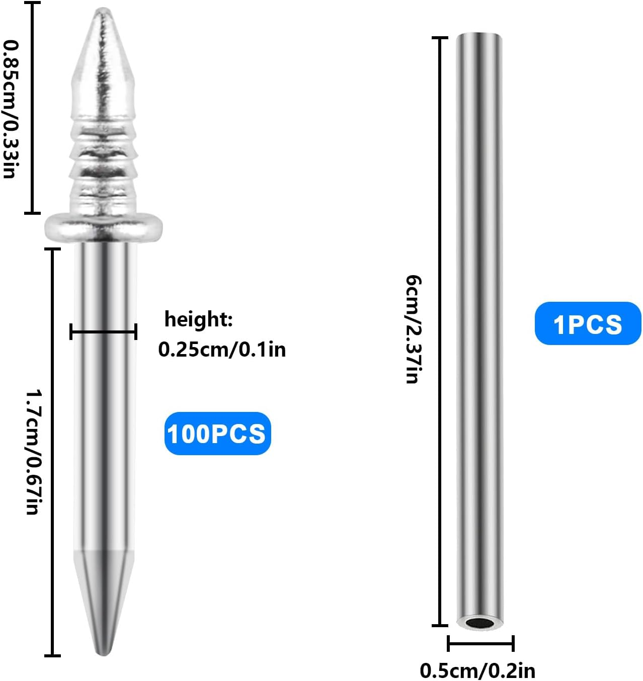 Pack of 300 Double Head Skirting Board Nails, Seamless Nail with Double-Headed Socket Thread Nail, Double Headed Nails Wall Steel Nails, Invisible Safety Screws with 3 Sleeve Tools image number 2