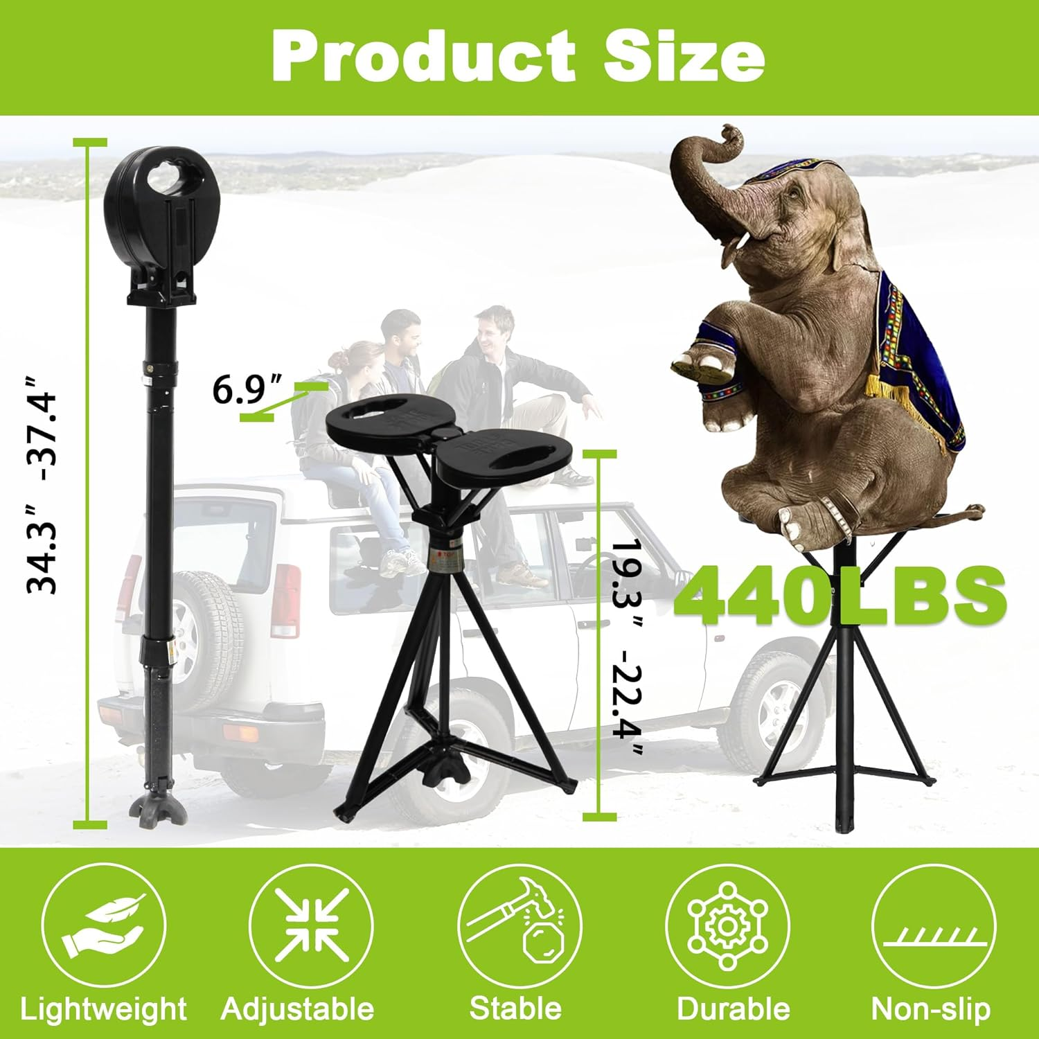 ALEVMOOM XXL Portable Cane Stool with Cushion, Adjustable Foldable Cane with Seat,Walking Stick with Seat,Max Loading 550Lbs,Sturdy and Lightweight Aluminum and Ergonomic Design with Carry Bag image number 4