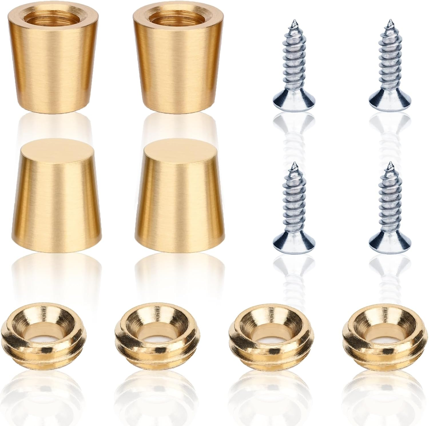 Brass Cutting Board Feet, Chopping Board Feet Set with Silicone Nonslip Pads, Stainless Steel Screws and Brass Washers - Suitable for Kitchen Utensils and All Kinds of Furniture（Drum Shape 4PCS） image number 3