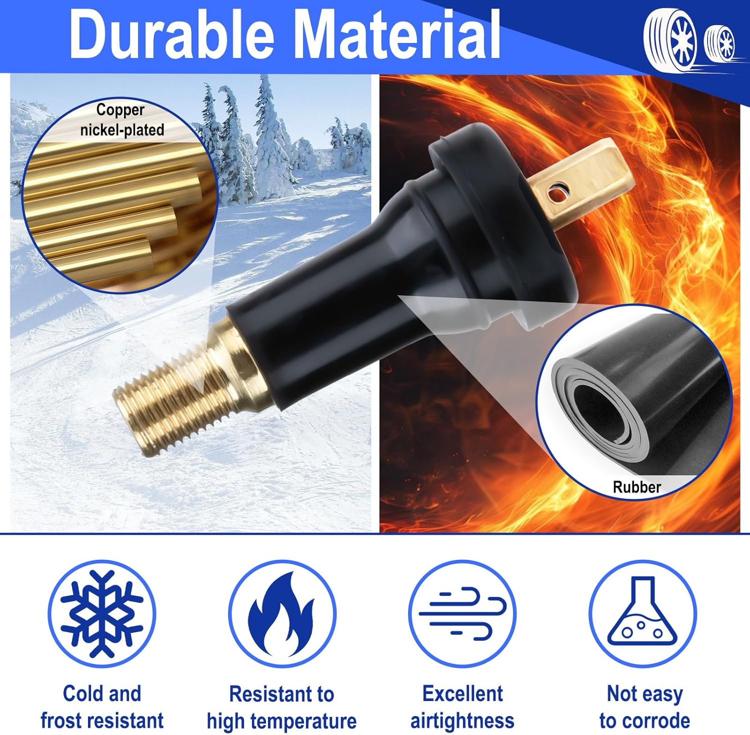 5 PCS TPMS 20008 Tire Valve Stem, Snap-In Rubber Tubeless Tire Pressure Sensor Valve Stem, TPMS Valve Stem Replacement, Compatible with Enclave Escalade Avalanche Sierra image number 2