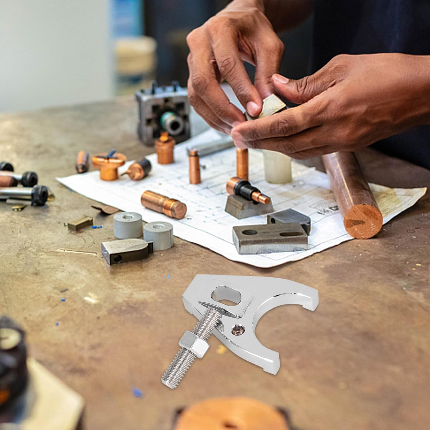 Gatuida Aluminum Distributor Clamp Sturdy Hold-Down Bracket for Various Car Models Easy Installation Fixed Screws Construction for Enhanced Performance image number 2