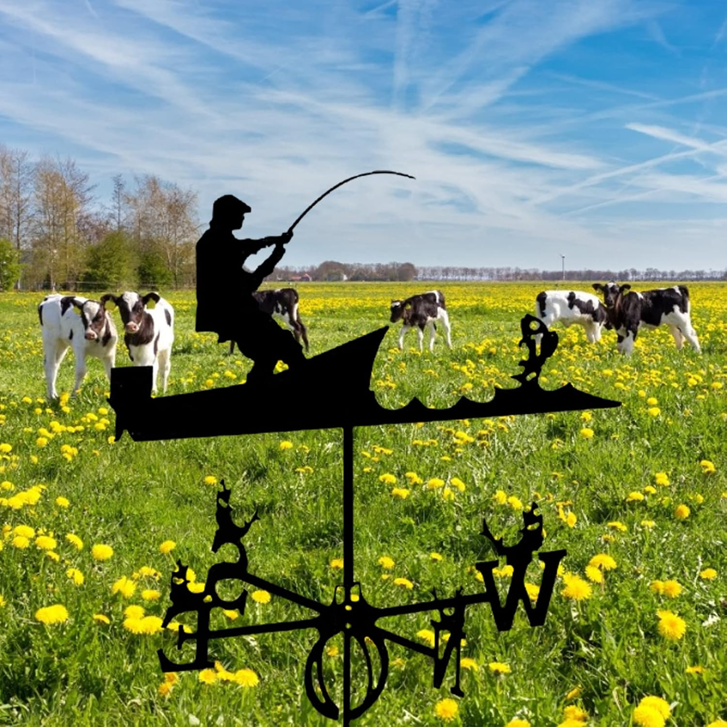 Weathervane for Roof, Retro Iron Weathervanes Ornament, Bee Fighter Decorative Wind Vane, Cool Weathercock Ornament for Outdoor Farm Yard image number 4