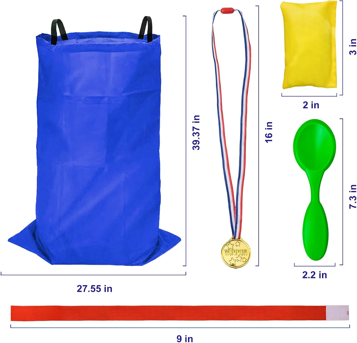 Potato Sack Race Bags - Sack Race Bags for Adults and Kids, Bean Bag Toss Game, 3 Legged Relay Race, Egg Spoon Game, Carnival Outdoor Lawn Game for Easter, Halloween, Christmas, Birthday Party