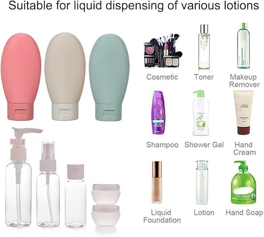 SOVYOULIVE Travel Bottles Set, 11 PCS Silicone Leak Proof Refillable Squeezable Travel Containers with PVC Bag and Labels, Toiletries Containers for Shampoo Lotion Cosmetic Conditioner Soap image number 5