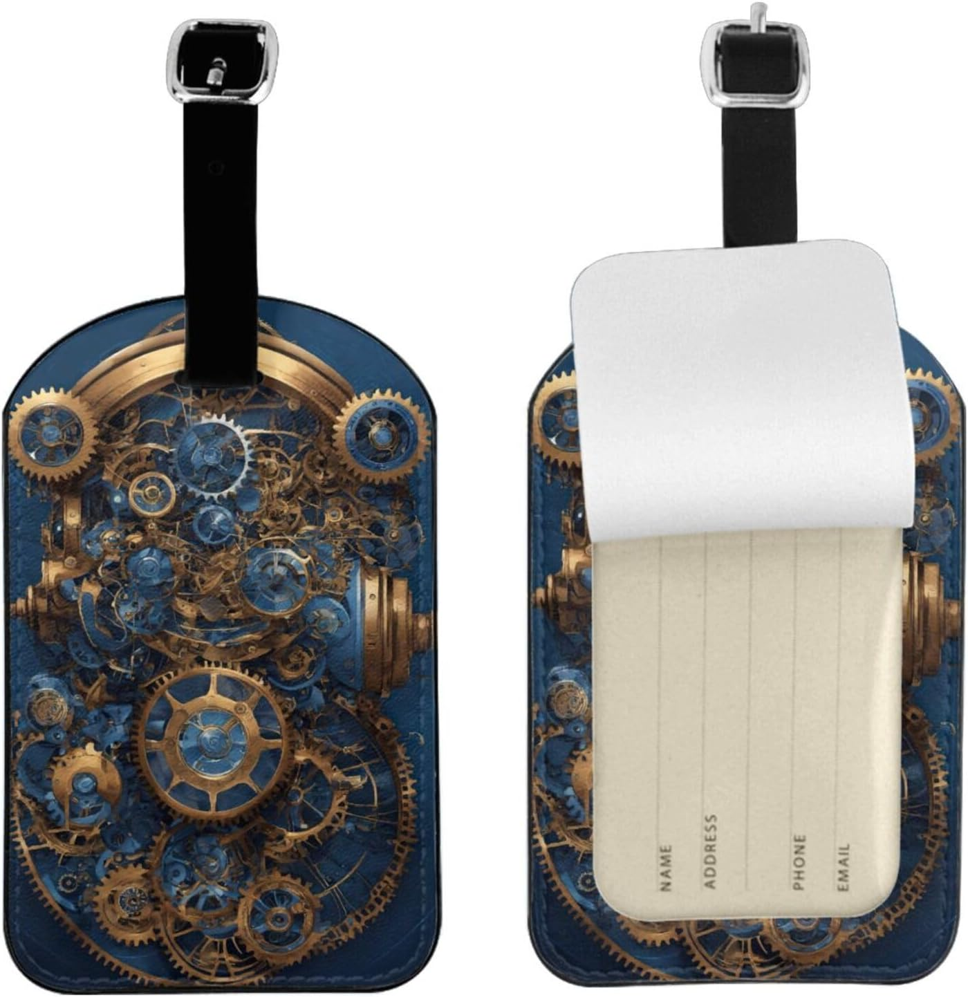 Gears Clock Bronze Century Print 4.3 X 2.76 Inch Cute Tags Elegant Luggage Tags Suitcases Stylish Travel Accessories image number 3