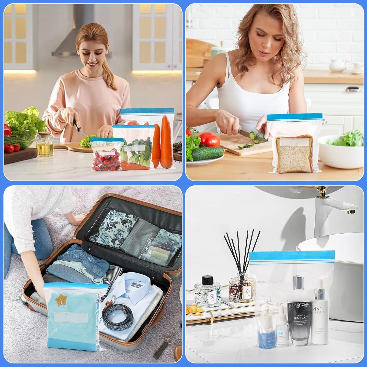 Silicone Food Storage Bags,Reusable Freezer Bags,For Kitchen Storage Organisation, Ziplock Bag,Thicken Silicone Food Storage Bags,Vegetable Lunch Meat Food Sub-Bag (70, New Upgraded Version) image number 1