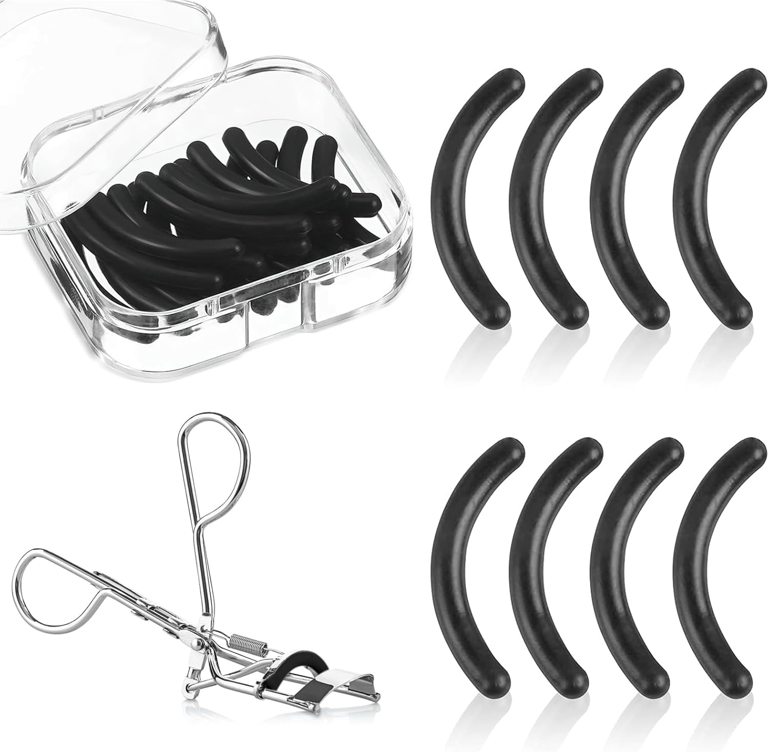 Eyelash Curler Pads, 30 Pcs Silicone Eyelash Curler Pads, Eyelash Curler Strip for Universal Eyelash Curler (Black) image number 2